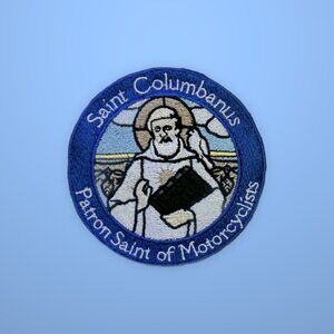Patron Saint of Motorcyclists 100% fully embroidered patch of Saint Columbanus